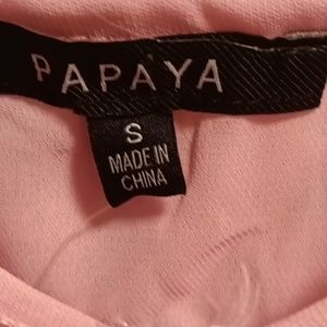 NWT PAPAYA pink top w frayed lace Size Small